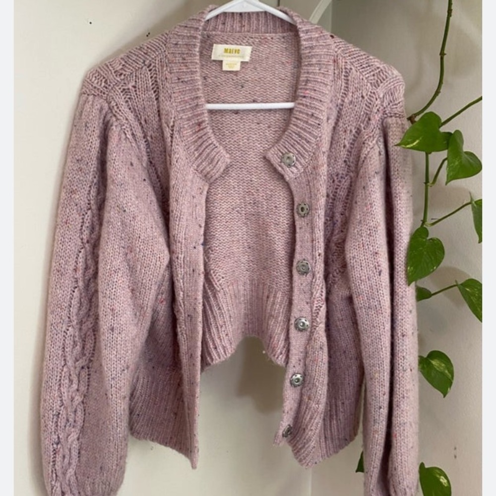 Anthro Cropped Cable Knit Cardigan